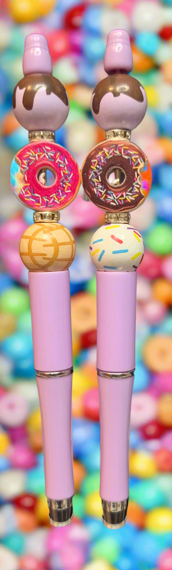 Ice-cream, Donut and Gingerbread man beaded pens