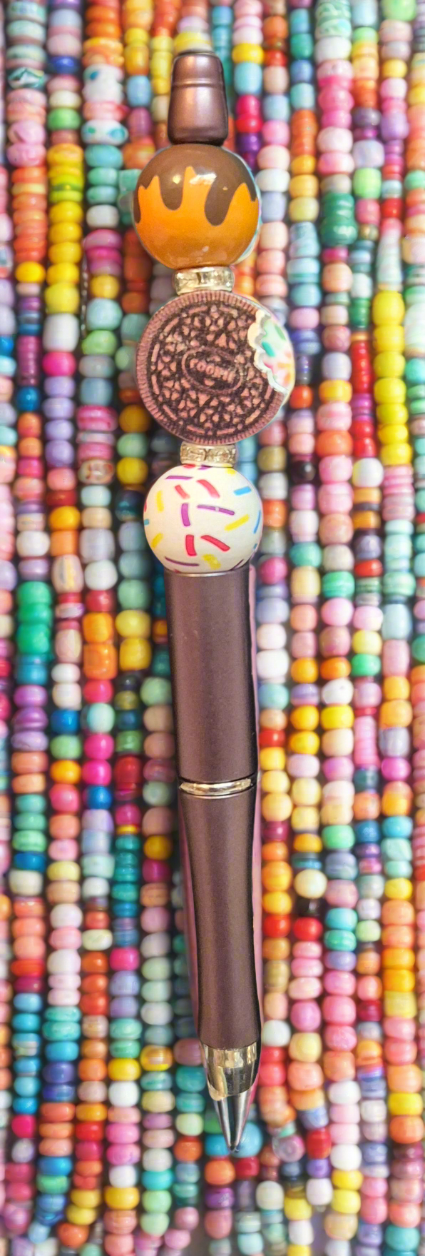Ice-cream, Donut and Gingerbread man beaded pens