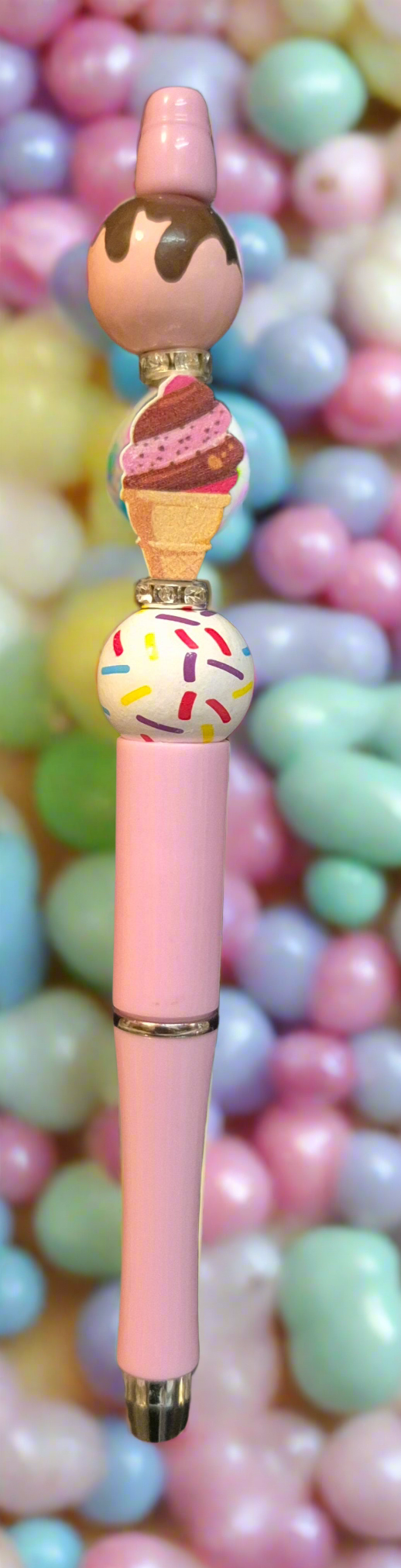 Ice-cream, Donut and Gingerbread man beaded pens