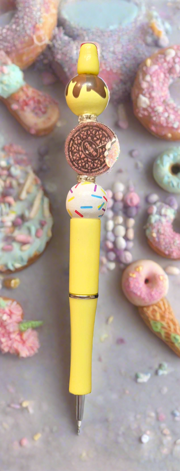 Ice-cream, Donut and Gingerbread man beaded pens