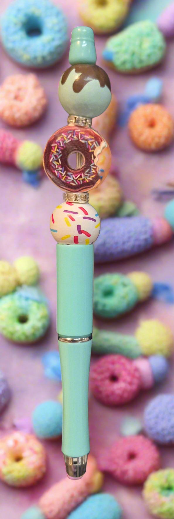 Ice-cream, Donut and Gingerbread man beaded pens