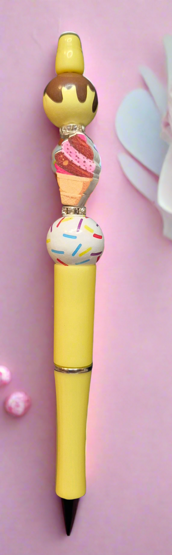 Ice-cream, Donut and Gingerbread man beaded pens