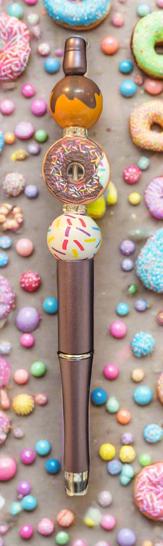 Ice-cream, Donut and Gingerbread man beaded pens