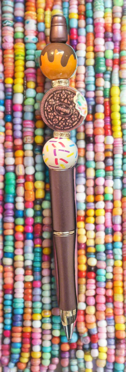 Ice-cream, Donut and Gingerbread man beaded pens