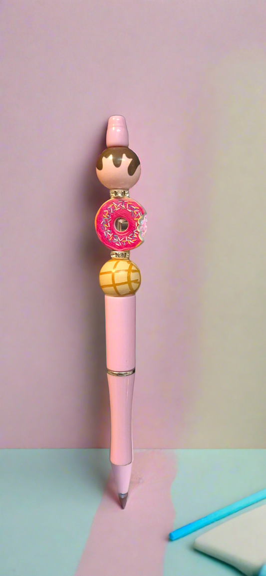 Ice-cream, Donut and Gingerbread man beaded pens